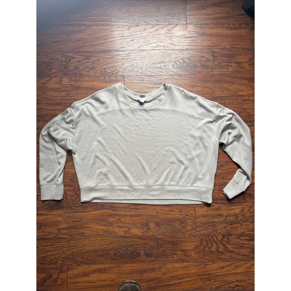 Danskin Womens XXL Gray Boxy Crewneck Sweatshirt Relaxed Fit Pullover Activewear